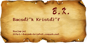 Bacsák Kristóf névjegykártya